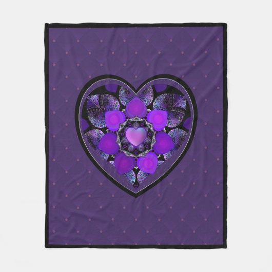 紫の傘とハート.7 フリースブランケット (正面)
