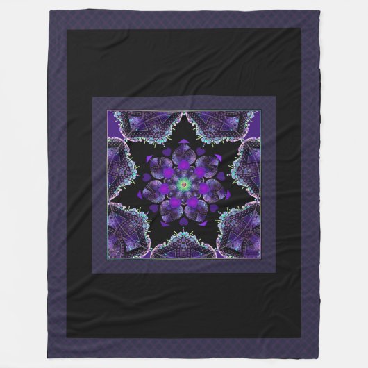 紫の傘とハート.7 フリースブランケット (正面)