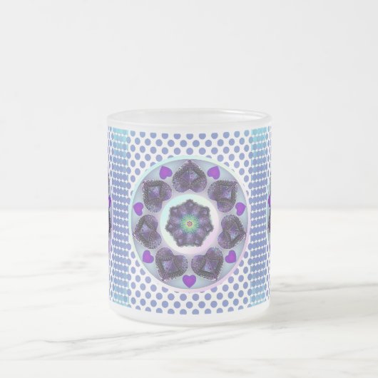 紫の傘とハート.7 フロストグラスマグカップ (中央)