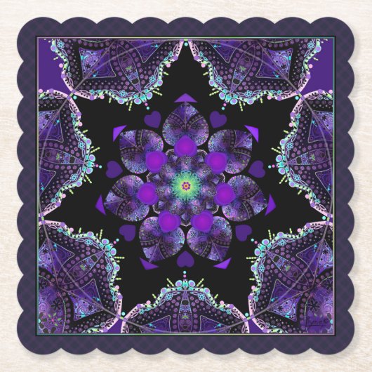 紫の傘とハート.7 ペーパーコースター (正面)