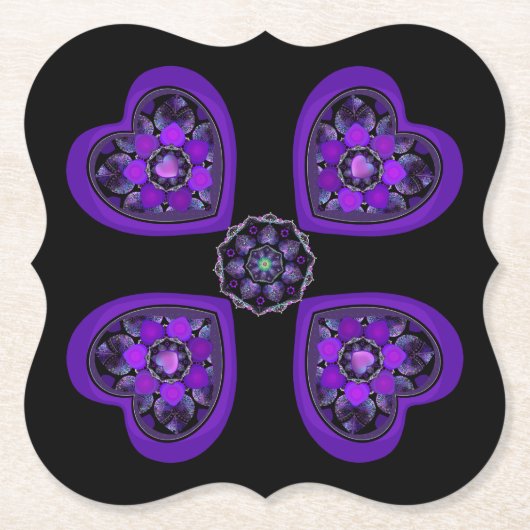 紫の傘とハート.7 ペーパーコースター (正面)