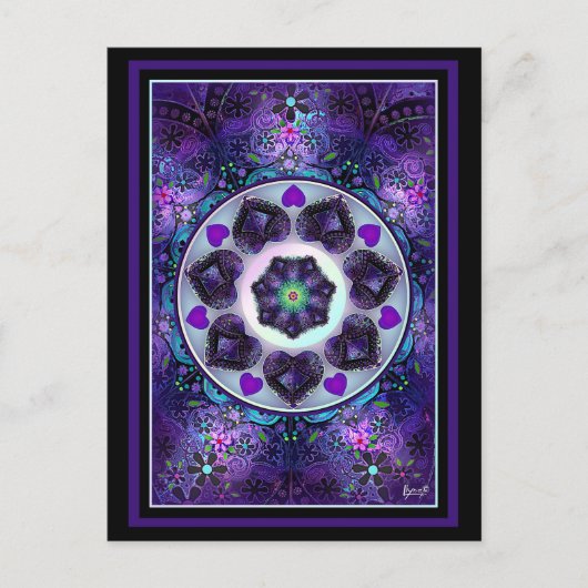 紫の傘とハート.7 ポストカード (正面)