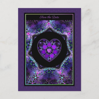 紫の傘とハート.7 ポストカード