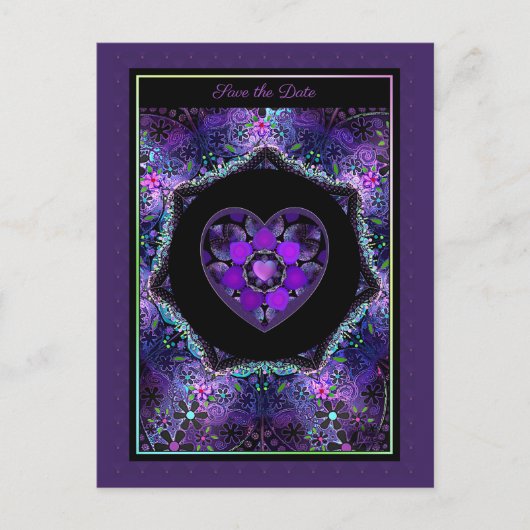 紫の傘とハート.7 ポストカード (正面)