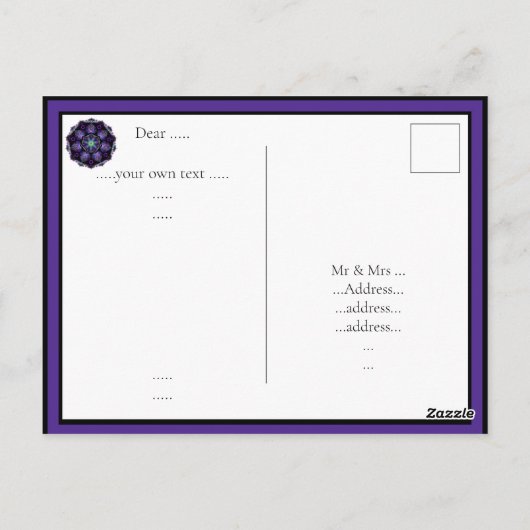 紫の傘とハート.7 ポストカード (裏面)