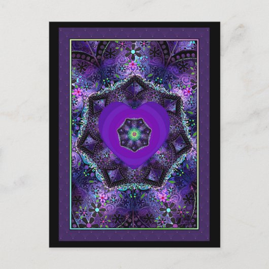 紫の傘とハート.7 ポストカード (正面)