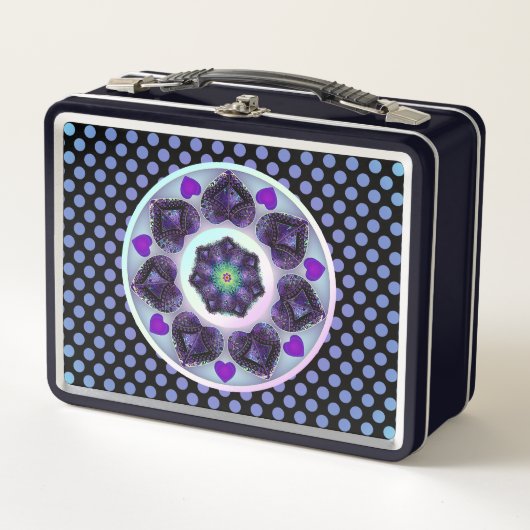 紫の傘とハート.7 メタルランチボックス (正面)