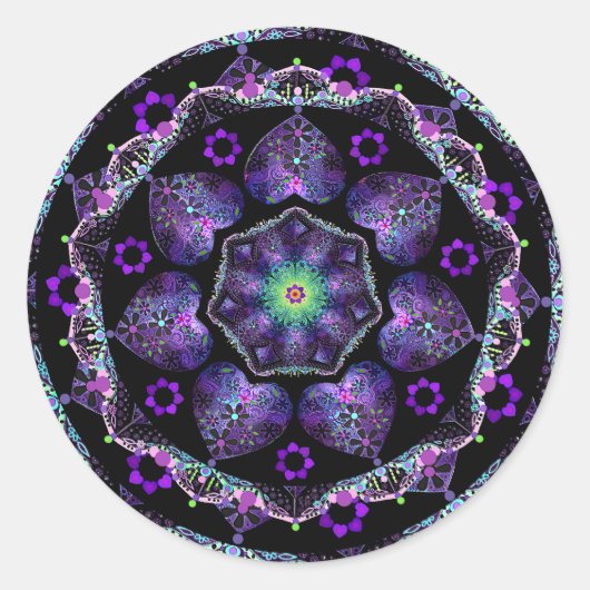 紫の傘とハート.7 ラウンドシール (正面)