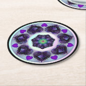 紫の傘とハート.7 ラウンドペーパーコースター (アングル)