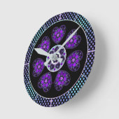 紫の傘とハート.7 ラウンド壁時計 (傾斜)