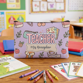 紫の先生への感謝を表す学校用品 アクセサリーポーチ