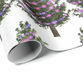 紫の光のある松の緑のクリスマスツリー ラッピングペーパー (ロールコーナー)