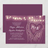 紫の光の木のロマンチックなリハーサルディナー 招待状 (正面/裏面)