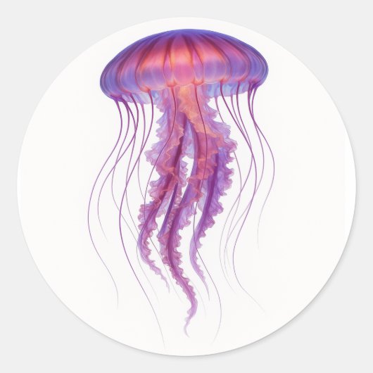 紫の光クラゲ ラウンドシール (正面)