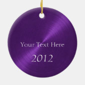 紫の光沢と銀のメリークリスマス セラミックオーナメント (裏面)