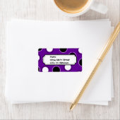 紫の円の白黒水玉模様 ラベル (インサイチュ)