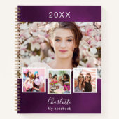 紫の写真のコラージュ名 ノートブック (正面)