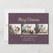 紫の写真エレガントコラージュのクリスマスカード シーズンカード (正面)