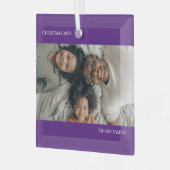 紫の写真パーソナライズされたのクリスマス ガラスオーナメント (正面左)