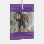 紫の写真パーソナライズされたのクリスマス ガラスオーナメント (正面右)