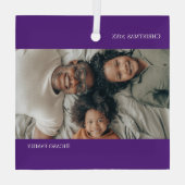 紫の写真パーソナライズされたのクリスマス ガラスオーナメント (裏面)