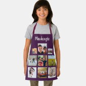 紫の写真パーソナライズされたコラージスクリプト名 エプロン (インサイチュ)