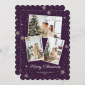 紫の写真モダンコラージメリークリスマスカード シーズンカード (正面/裏面)