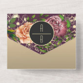 紫の写真結婚の オールインワン招待状 (裏面)