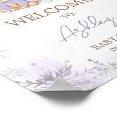 紫の冬のクマの赤ちゃんシャワーへようこそ ポスター (角)