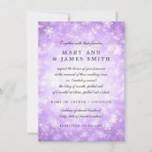 紫の冬のワ結婚ンダーランドの願いを再開 招待状 (正面)