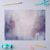 紫の冬の松の木の森のデコページ 薄葉紙 (クラフト)