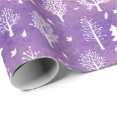 紫の冬の森パターン ラッピングペーパー (ロールコーナー)