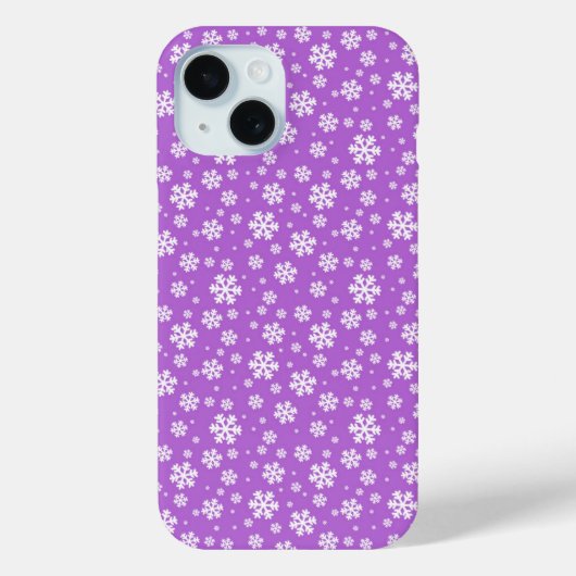 紫の冬の模様に白い雪の結晶 Case-Mate iPhoneケース (裏面)