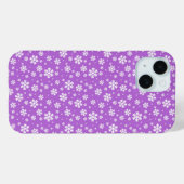 紫の冬の模様に白い雪の結晶 Case-Mate iPhoneケース (裏面 (横))