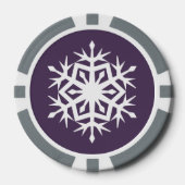 紫の冬の雪の結晶 ポーカーチップ (正面)