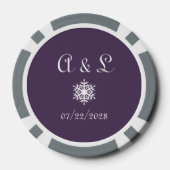 紫の冬の雪の結晶 ポーカーチップ (裏面)