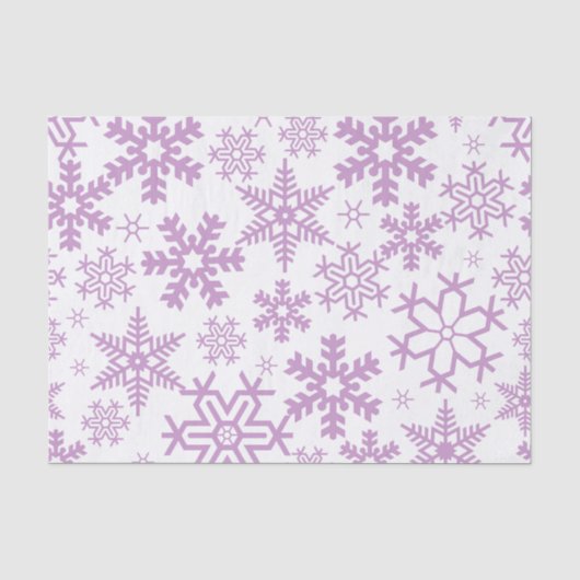 紫の冬の雪片のホワイト 薄葉紙 (正面)