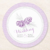 紫の冬結婚松のコーン紙コースター ラウンドペーパーコースター (正面)