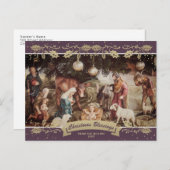 紫の出生シーンクリスチャンのクリスマスフォト シーズンポストカード (正面/裏面)