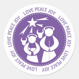 紫の出生シーン愛、平和、喜びクリスマス ラウンドシール