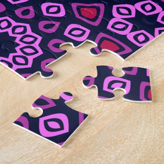 紫の切り捨て三角形を持つ幾何学模様 ジグソーパズル (側面)