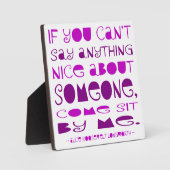 紫の前に座っ来て何も言えない フォトプラーク (正面)