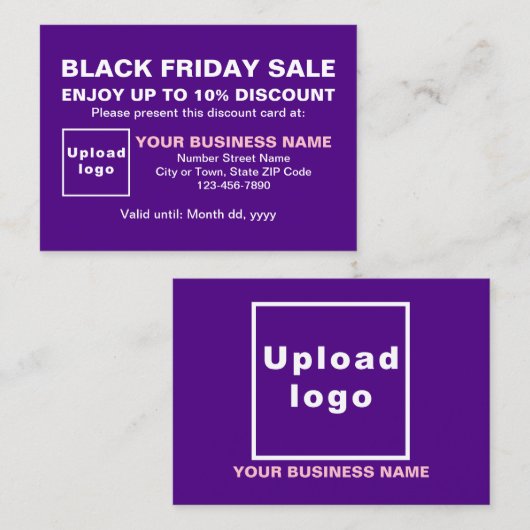 紫の割引カードでのビジネス黒の金曜日の販売 割引カード (正面/裏面)