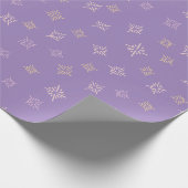 紫の包み紙と様式化されたピンクの星 ラッピングペーパー (角)