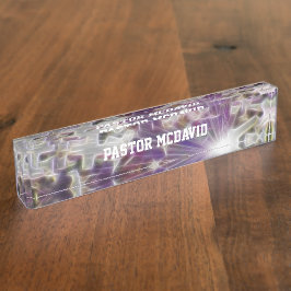 紫の十字架と信仰 デスクネームプレート