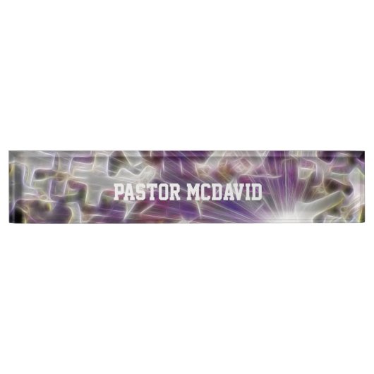 紫の十字架と信仰 デスクネームプレート (正面)