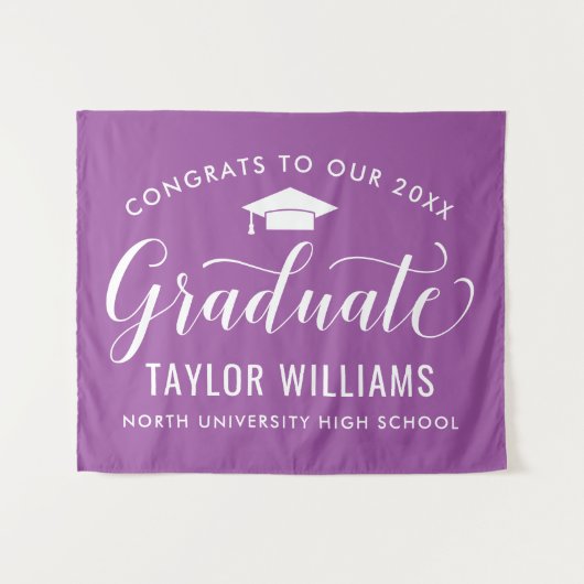 紫の卒業おめでとう タペストリー (正面(横))