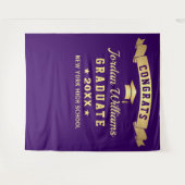 紫の卒業モダンパーティーの写真背景 タペストリー (正面(横))