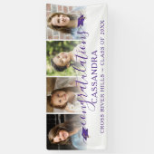 紫の卒業祝いスクリプト4枚の写真 横断幕 (縦)