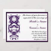 紫の印刷可能結婚式招待状 招待状 (正面/裏面)